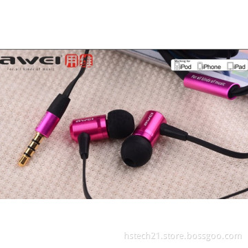 Awei ES-100i wired earphones deep bass mobilephone headsets with microphone in several colors